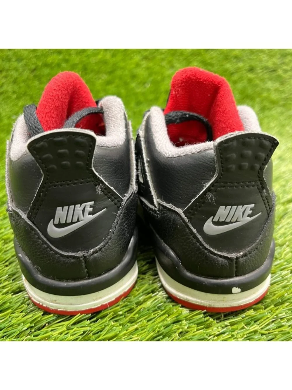 Nike Air Jordan 4 Retro Boys Size 8C Black Gray Athletic Leather Shoes Sneakers